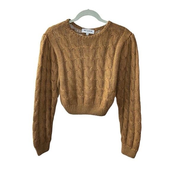 MUSIER Paris Cable Knit Sweater - Tan - Size 36 US 6 - Picture 5 of 13
